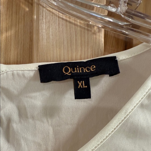 Quince Cream Silk Blend Timeless Closet Staple Minis Neutral Blouse for Women - Picture 2 of 10